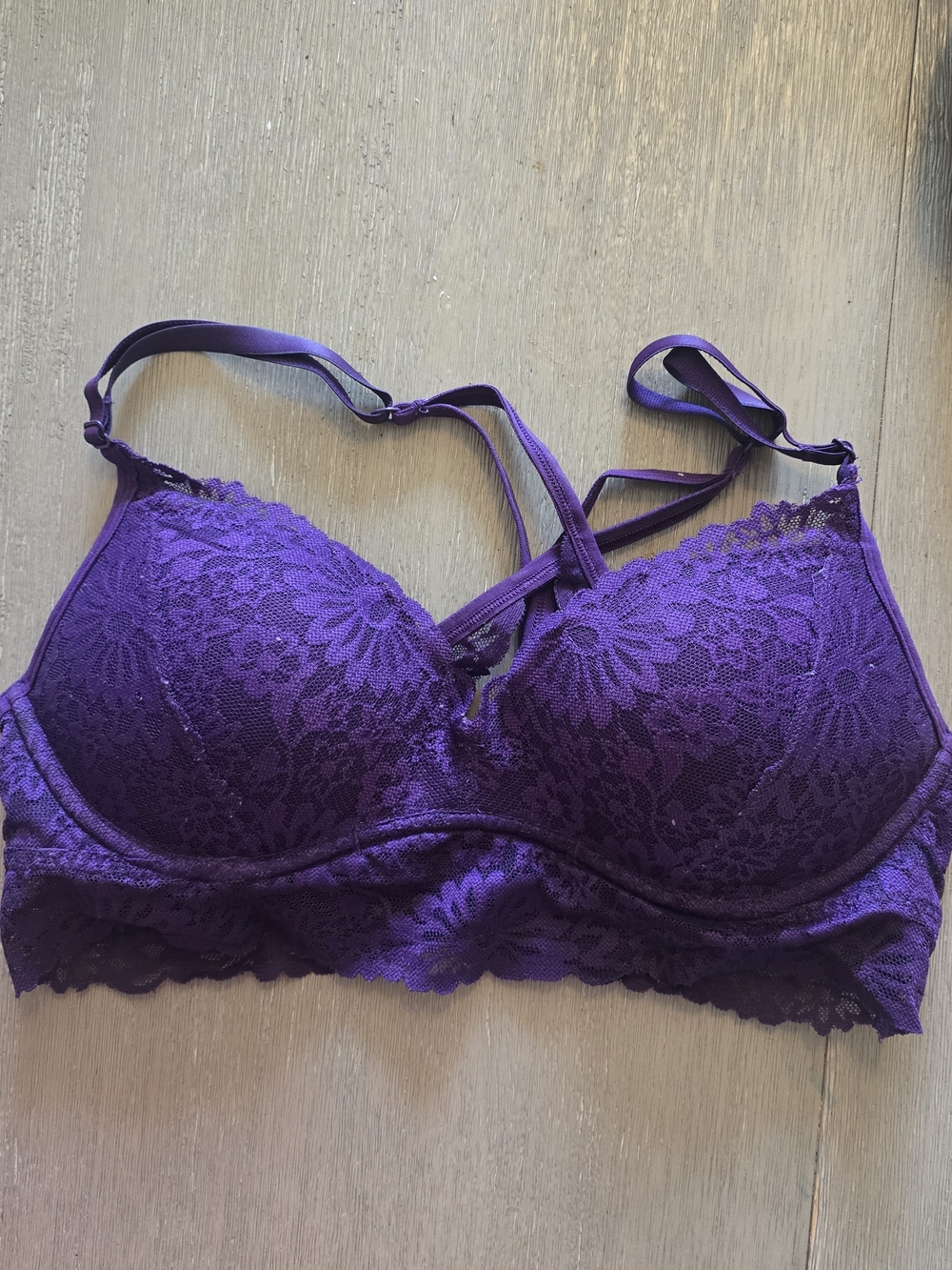 Small PINK Victoria's Secret Deep Purple Lace Bralette